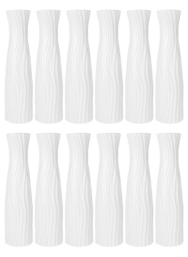 Limbeuuu 12 Pack Composite Plastic Flower Vase, White Tall Conic Floral Vase Home Decor Centerpieces, Unbreakable Vases for Decor Living Room - Image 1